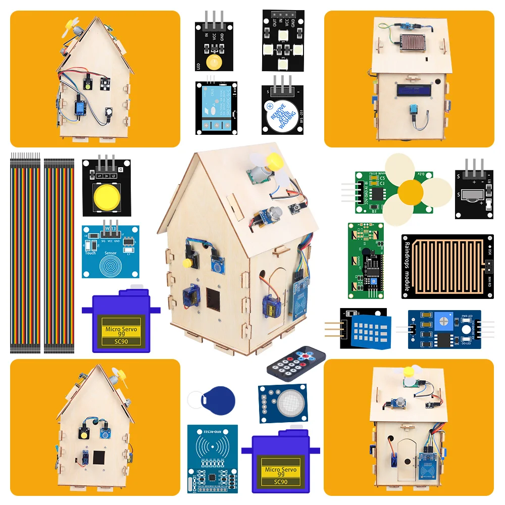 2023 DIY Smart Home STEM Robot Programming Kit Smart Home Kits Smart Wooden House Home Starter Kits