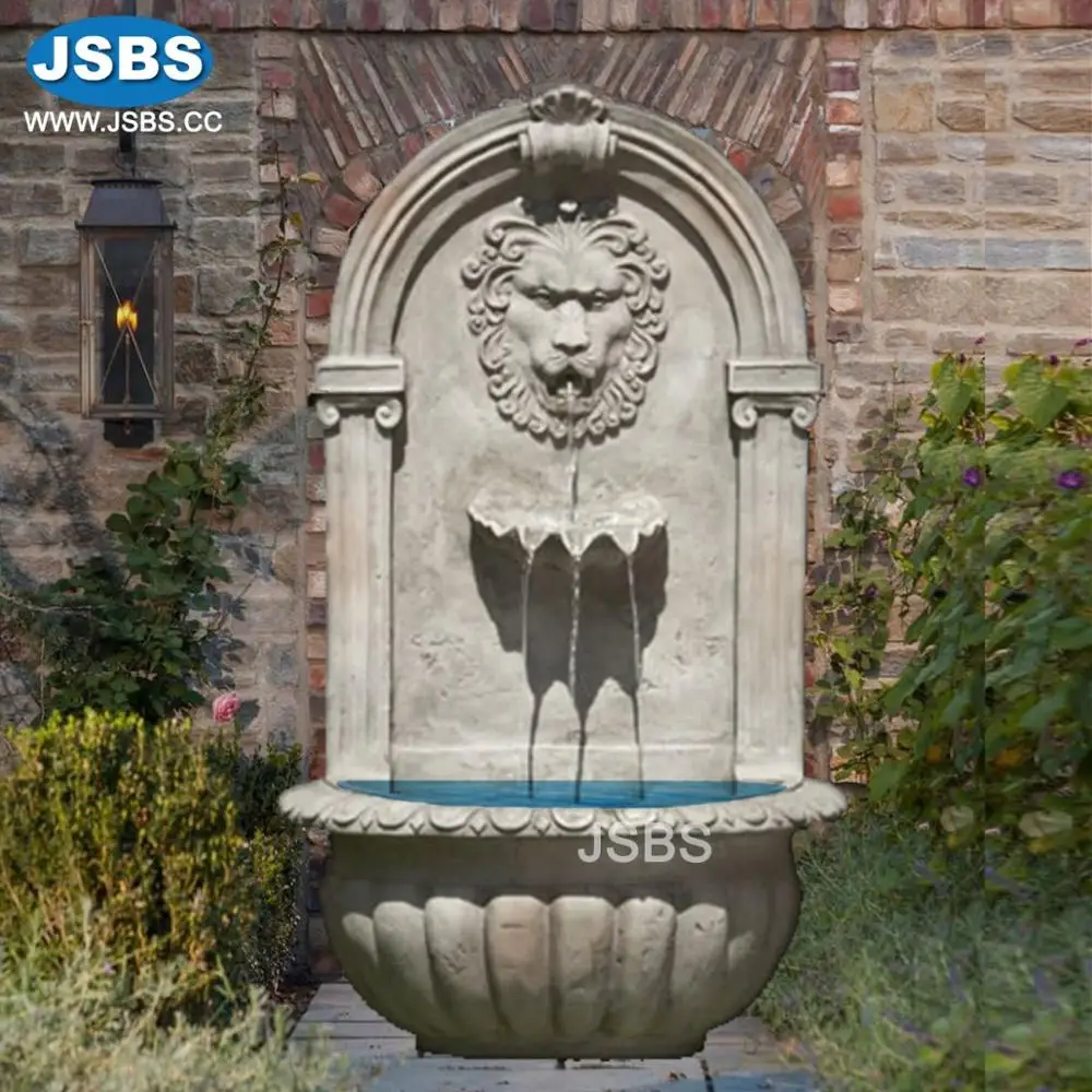 Outdoor Decorative Natural Stone Hand Carved Lion Head Marble Water Wall Waterfall Fountain Indoor