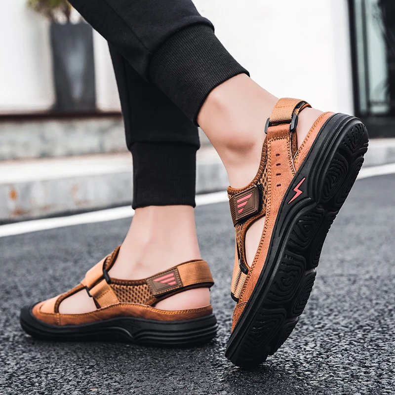 Amazon Hot Sell Fashion Summer Men Sandals Outdoor Beach Comfortable Lightweight Casual Breathable Sports Mens Leather Sandals