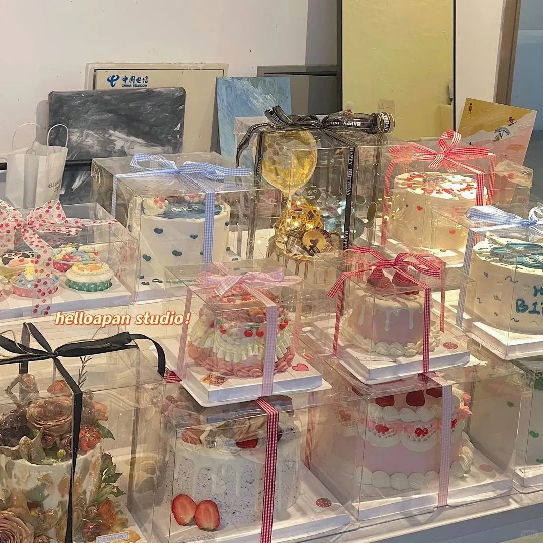 OEM ODM personalized decorative plastic cream wedding cheese cake box disposable container cake boxes for frozen cakes boxes