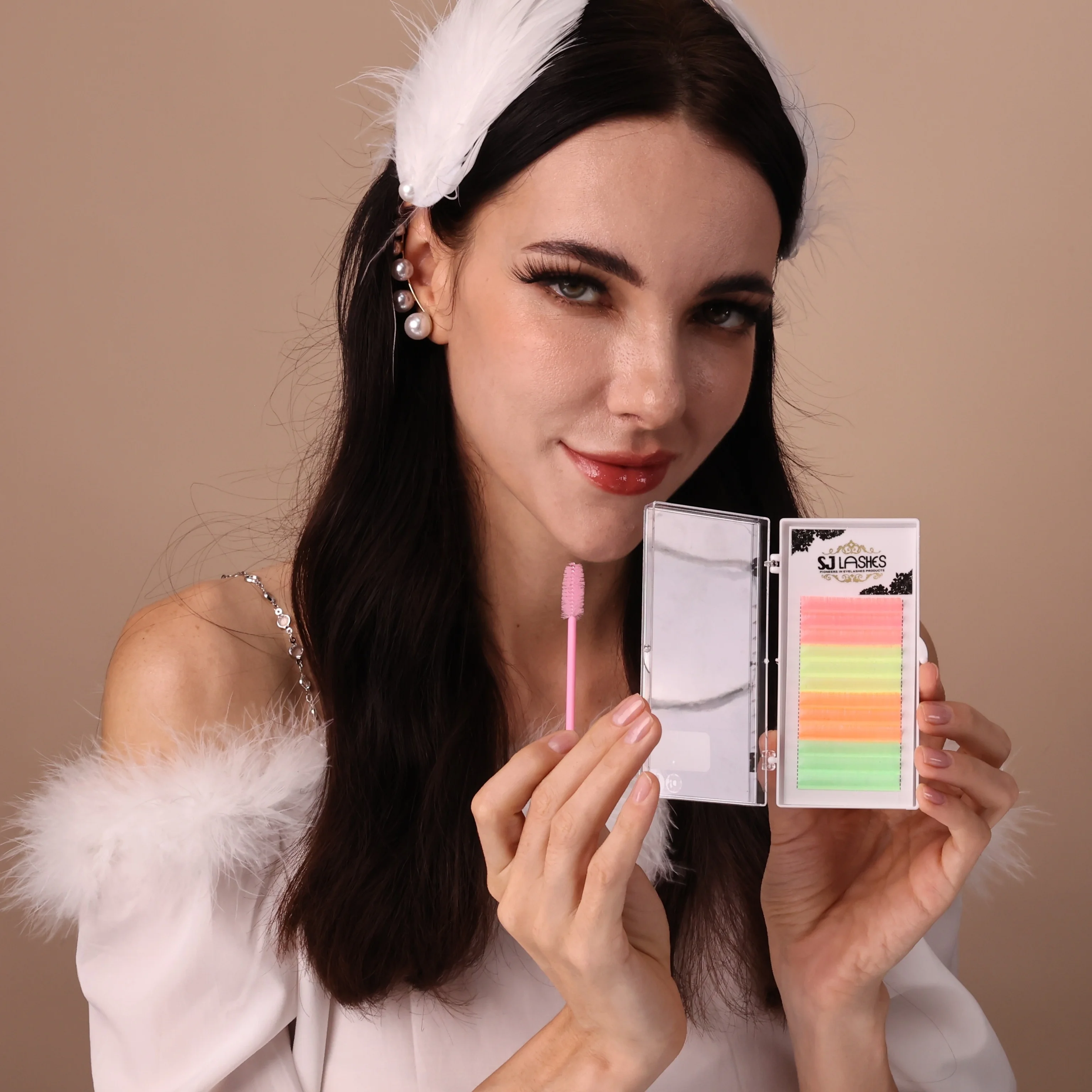 Volume Color Mink Lash Extensions J Curl Lash Extension Trays Handmade 0.15mm Natural False Eyelashes CD Cleanser Included