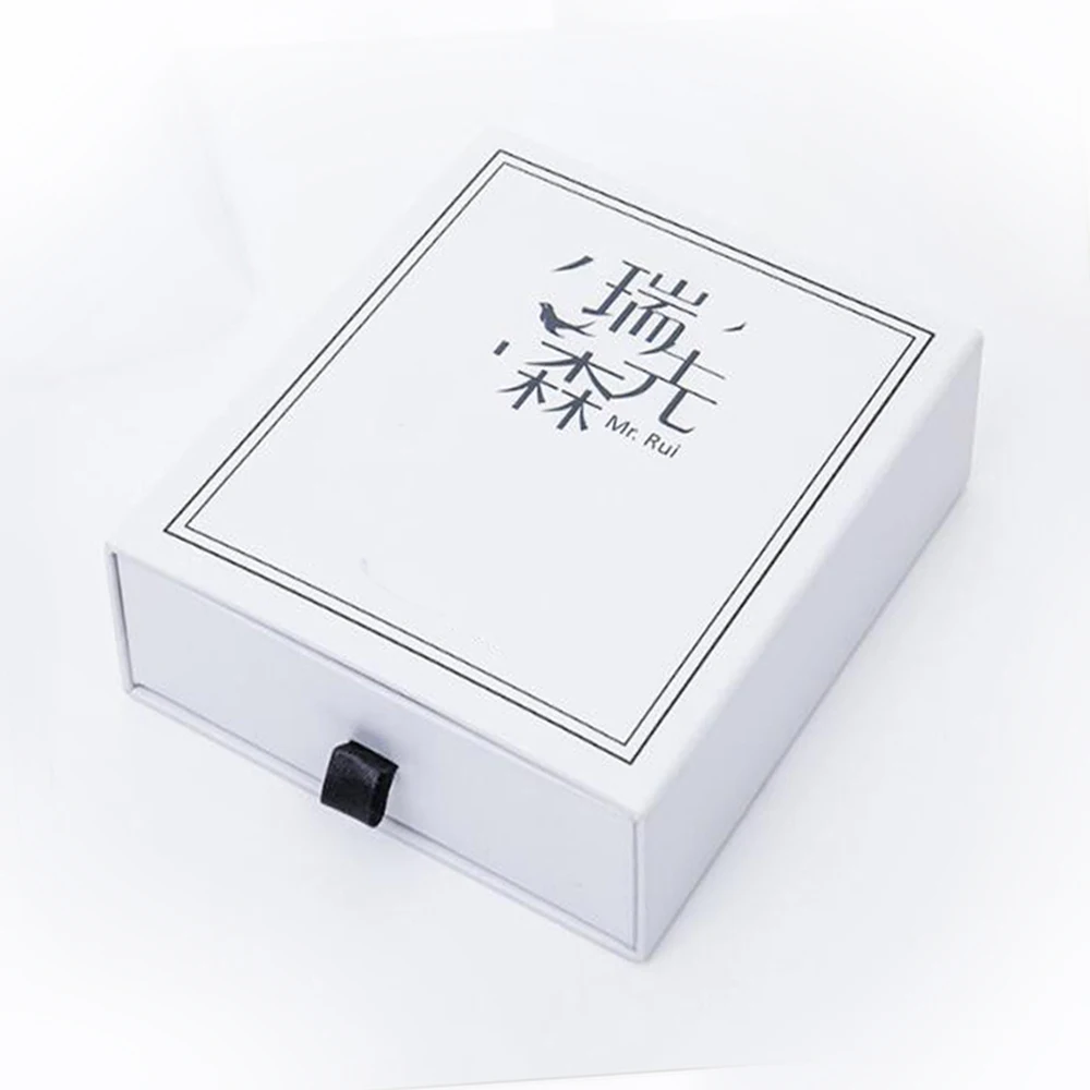 slide open drawer white cardboard paper packaging box for bow tie