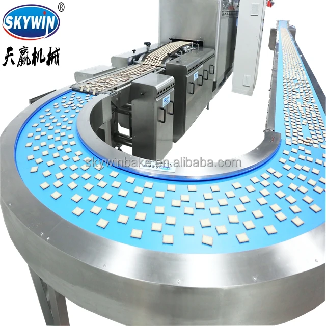 180 Degree Turning Conveyor For Biscuit Production Line 90 Degree Curve Conveyor Belt