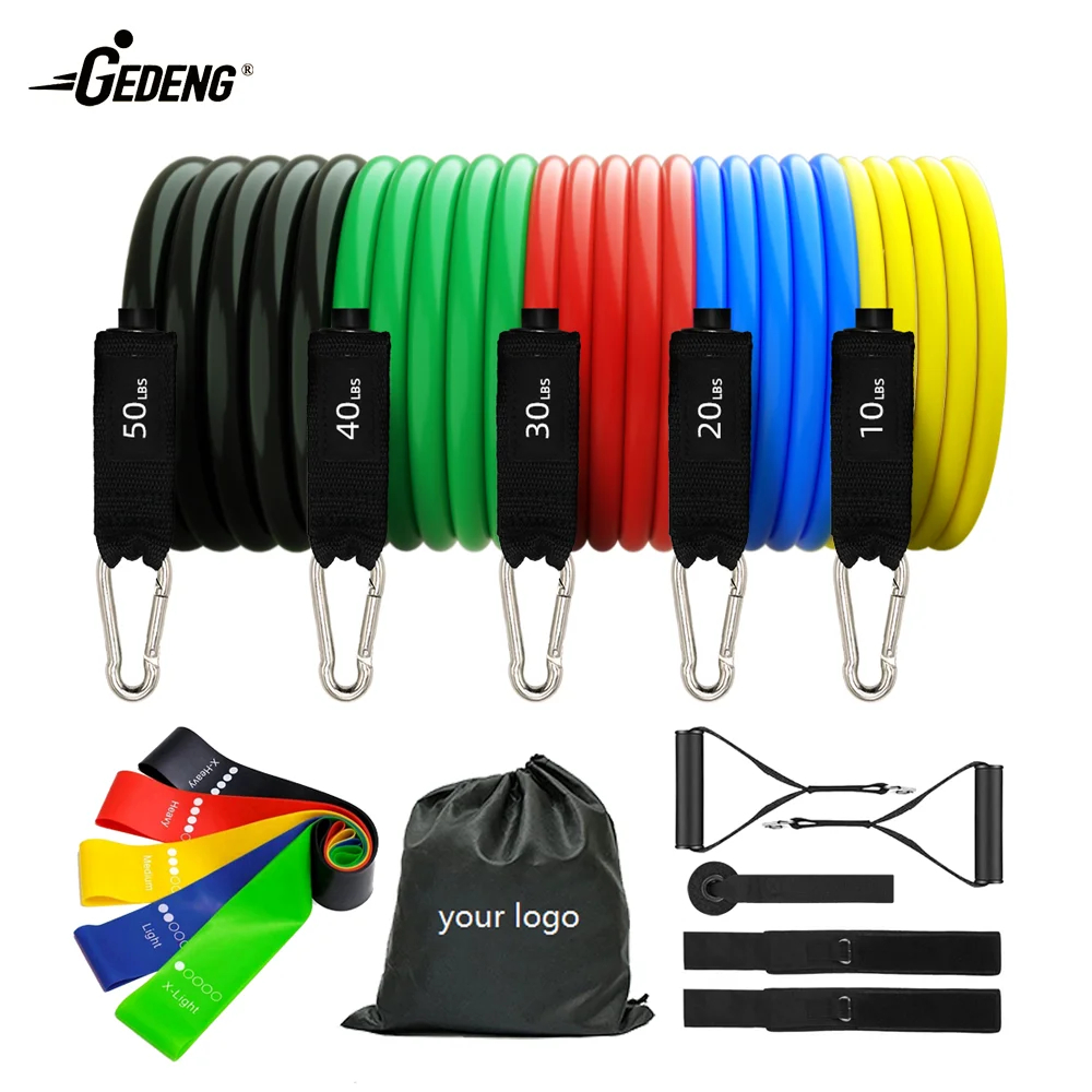 GEDENG Door Anchor Ankle Straps Carry Bag Booklet Resistance Band Set 11 Pieces Exercise Tube With Instruction