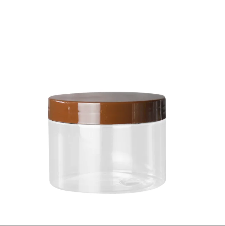 50ml to1000ml plastic pet jar with brown/white/black/silver lid 400ml candy jar Single wall jar candy tea plastic lid