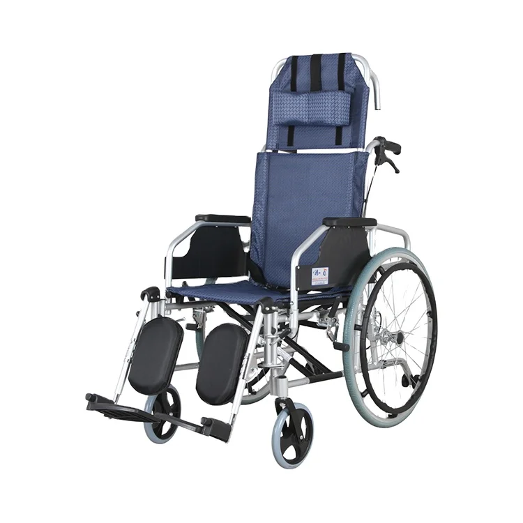 High end алюминиевое кресло-коляска со спинкой для отдыха 0-180 градусов высокой полулежа с