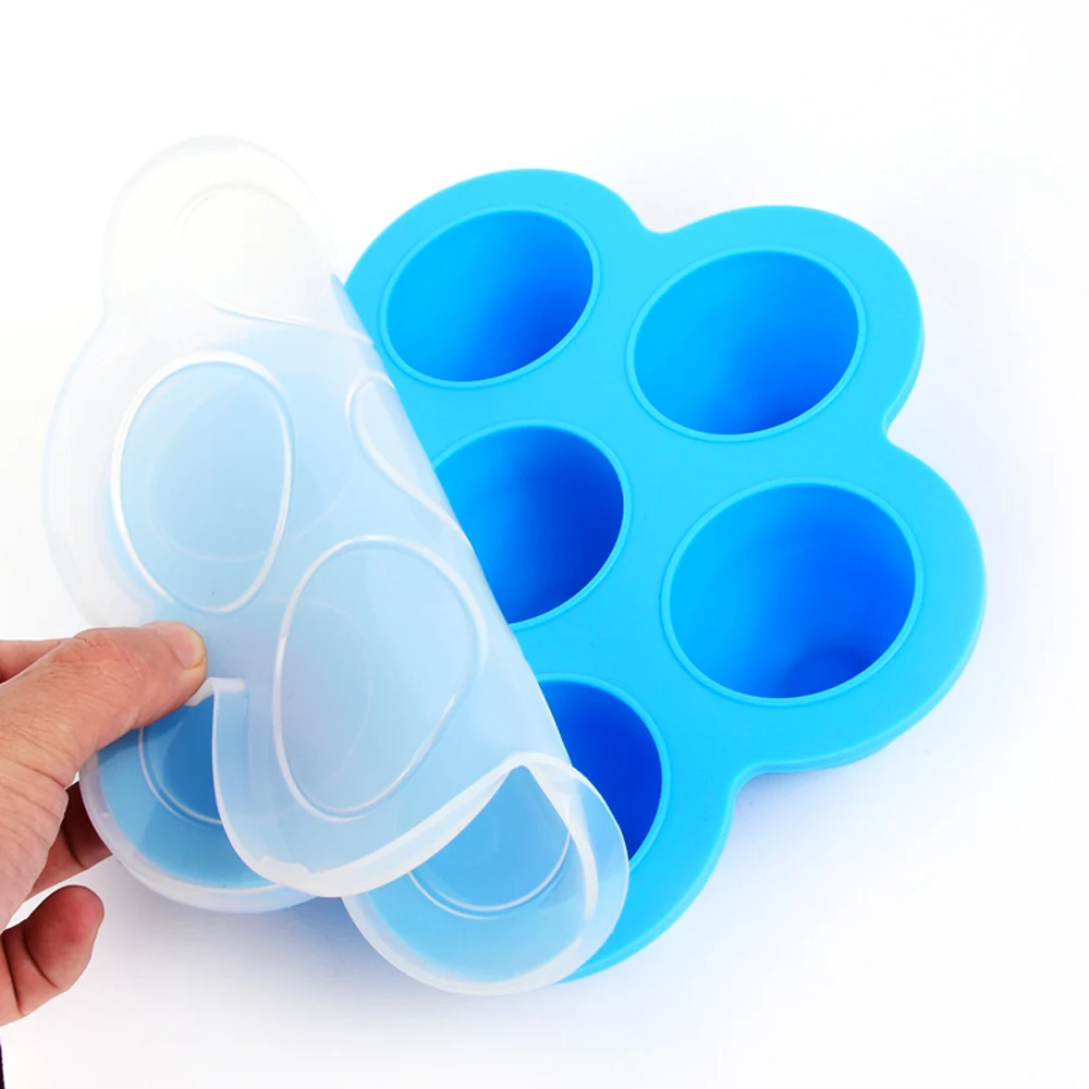 7 Cavity Reusable Eco-friendly Baby Silicone Food Containers With Lids