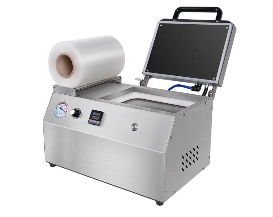Small vacuum skin packaging machine sealing Fish Shrimp Seafood Manual tray box sealer Wrapping Packing heat from Thermoformer