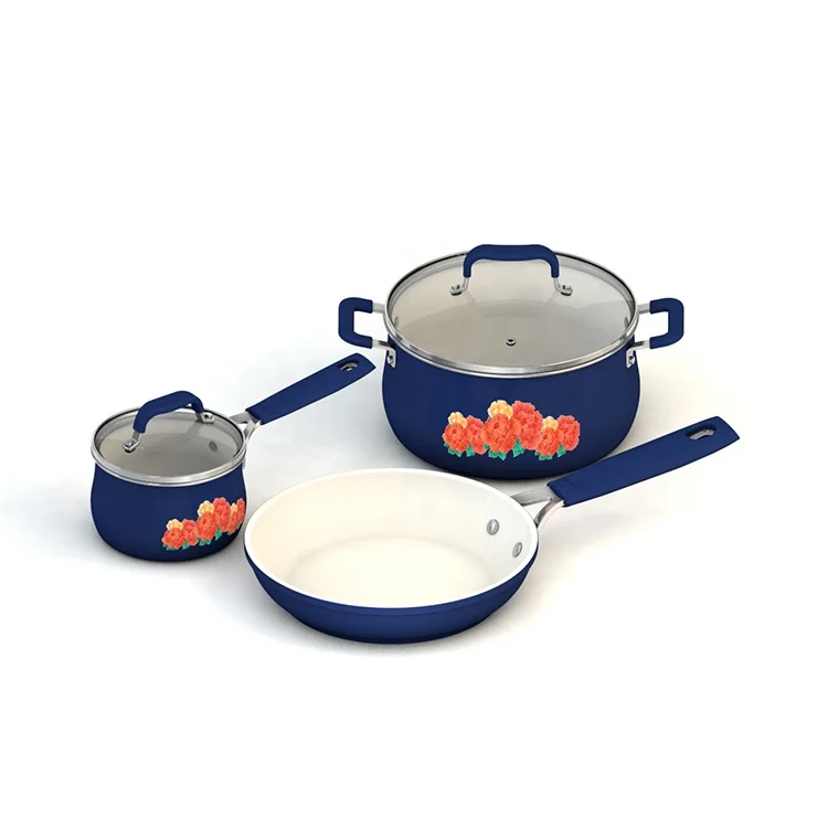 New Design Burning Aluminum Pot Non Stick Kitchenware Manufactures Cookware Sets Aluminum Fry Pan Set Cooking Stock&Soup Pot