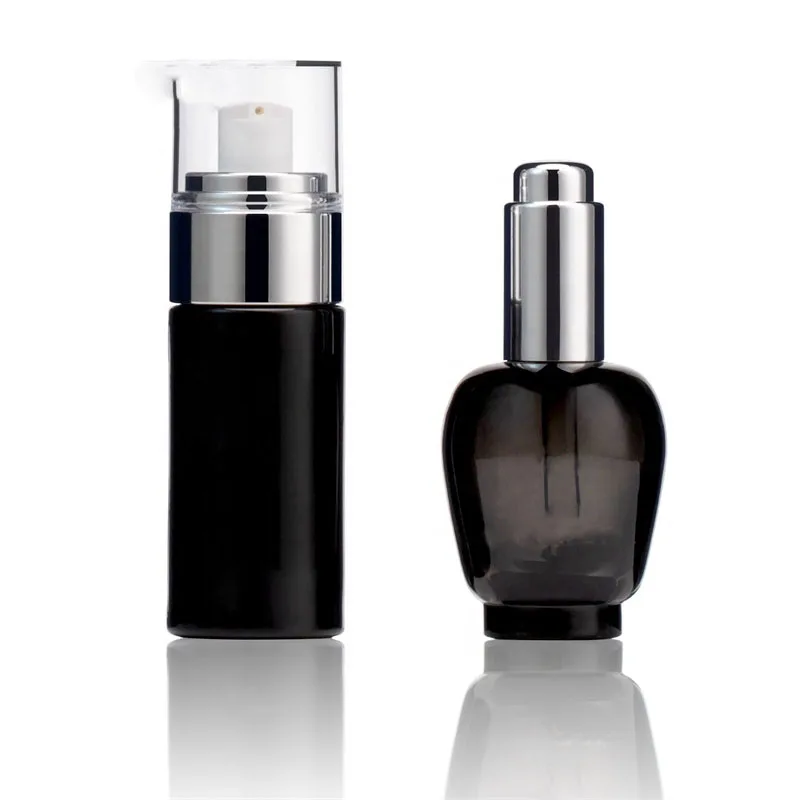 High quality serum packaging 2 oz glass pump bottle 30ML Luxury glass bottle pump cosmetic glass serum bottle with pump