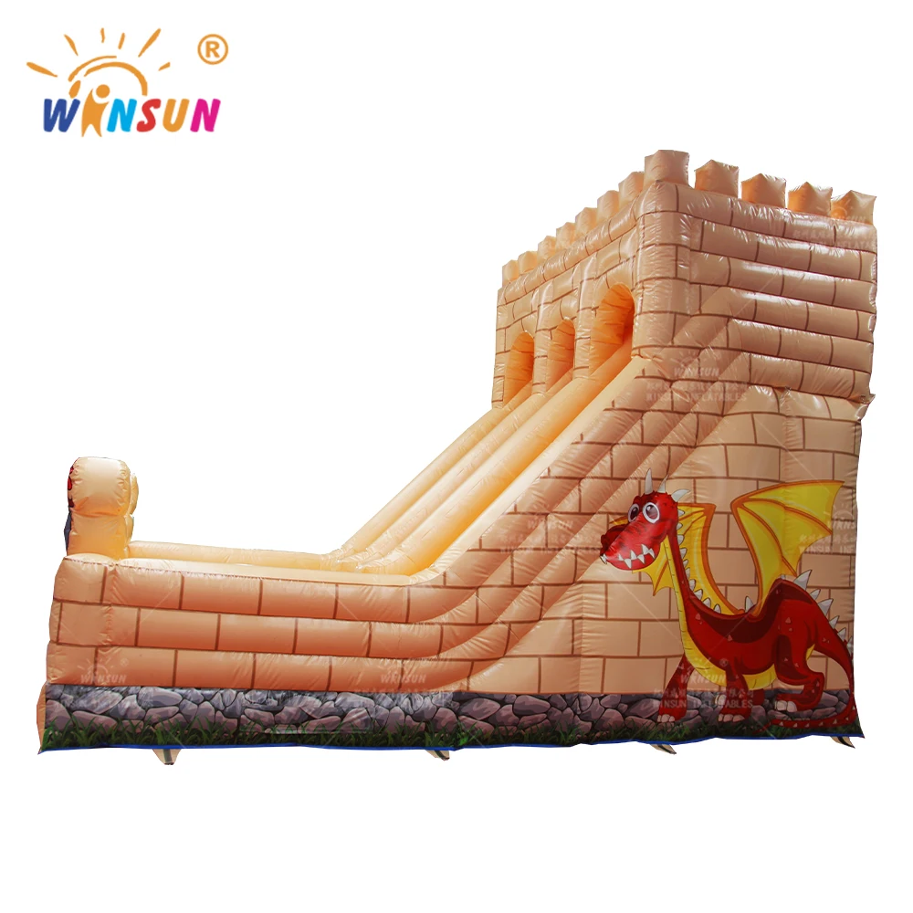 Hot sale knight outdoor kids dry inflatable double lane slide inflatable dry slide for sale