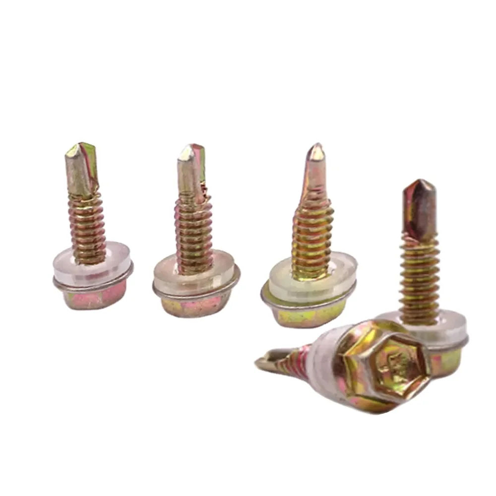 China factory zinc plated carbon steel self drilling screw with rubber washer