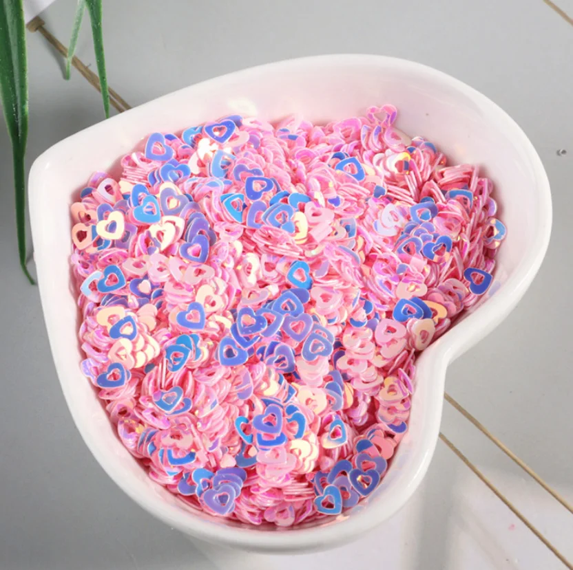 5mm Hollow  Holographic Sweet Love Heart Nail Glitter Flakes Shining Sequin For Nail Art P Manicure 3D DIY Nail Art Decora