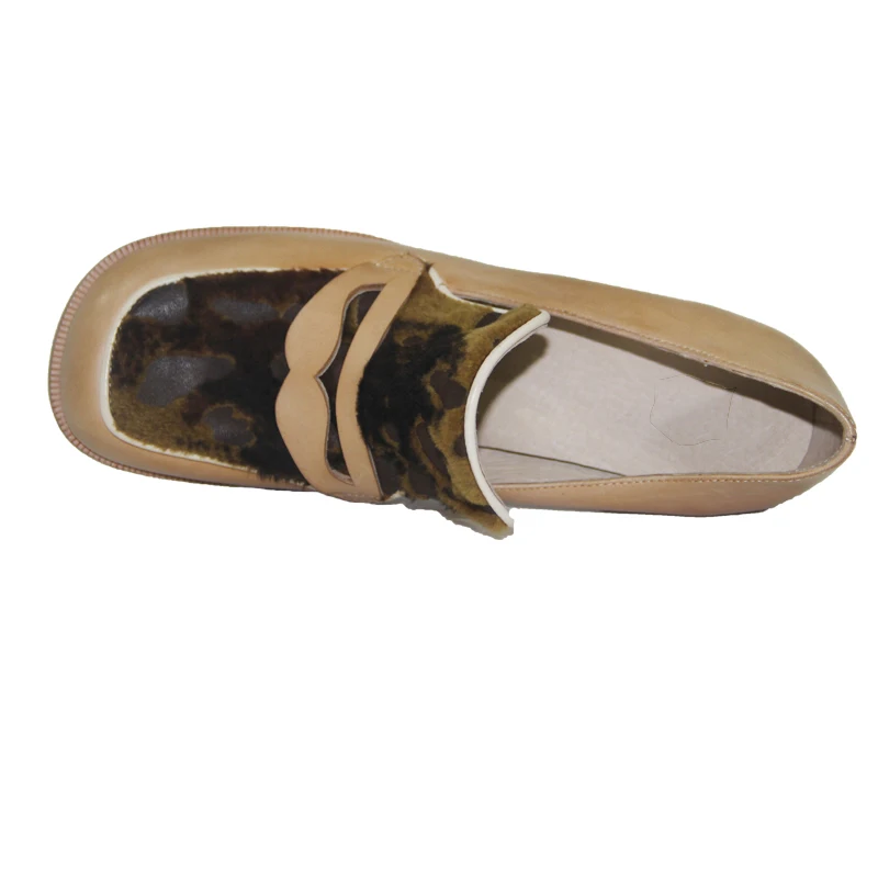 
China Manufacturer Handmade classical high quality leather and real fur women casual shoes 