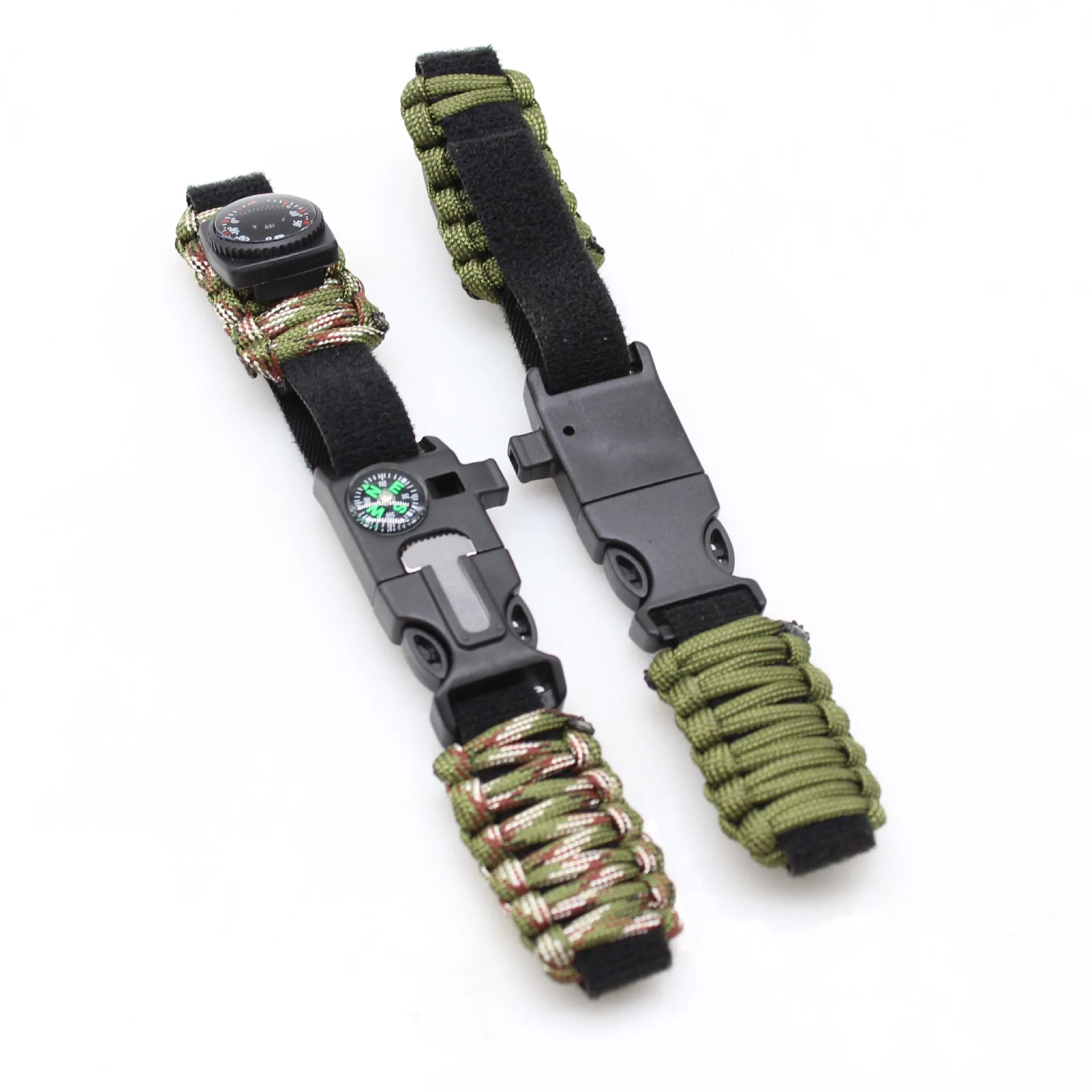 Outdoor Hiking Camping Fishing Hunting Gear compass fire starter whistle Multifunction emergency Survival Bracelet