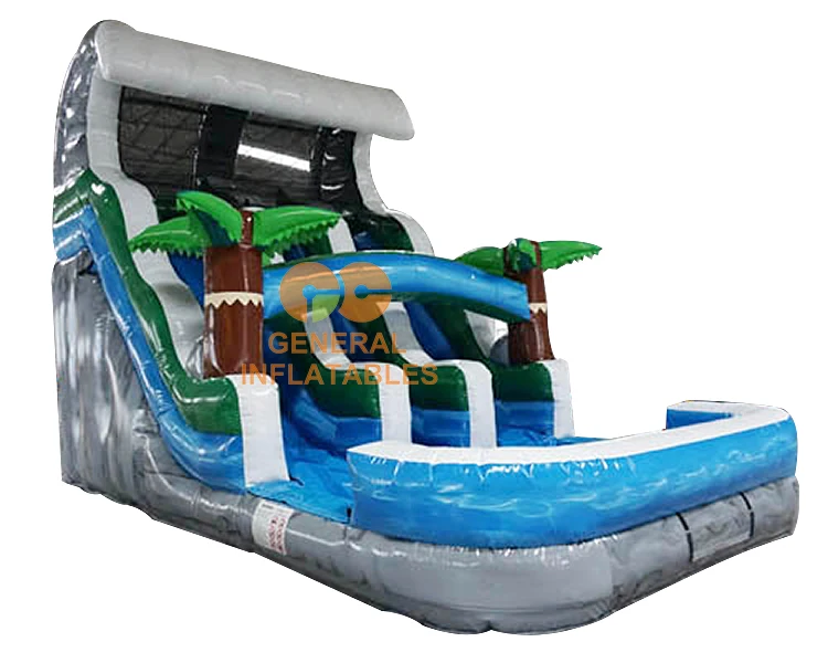 marble material commercial water slide backyard dual lane inflatable bounce house water slide with swimming pool with blower