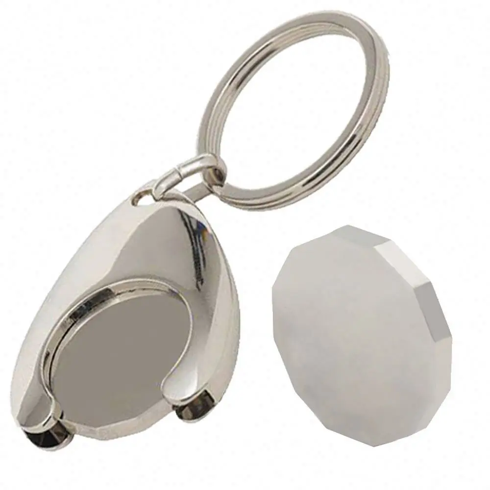 Custom logo Sublimation metal key supermarket shopping cart chips token canada uk trolley coin keychain for shopping carts