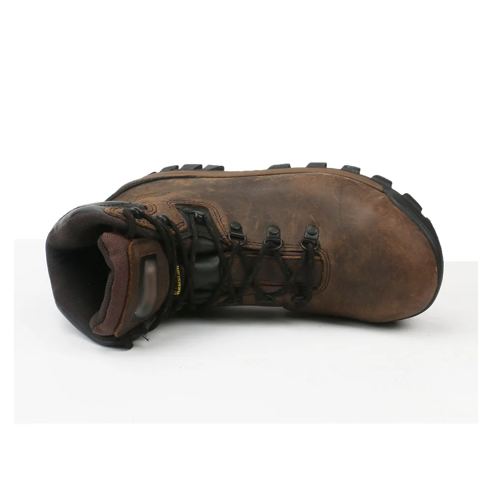 Brown Nubuck Cow Leather Waterproof Hot Oil Resistant Dielectric Insulated Rubber Steel Toe Work Safety Shoes