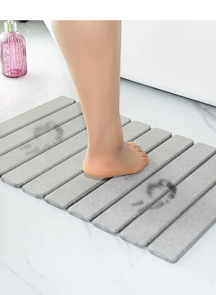 Quick Drying Anti Slip Diatomite Bathtub Rug for Bathroom Foldable Diatomaceous Earth Stone Bath Mat
