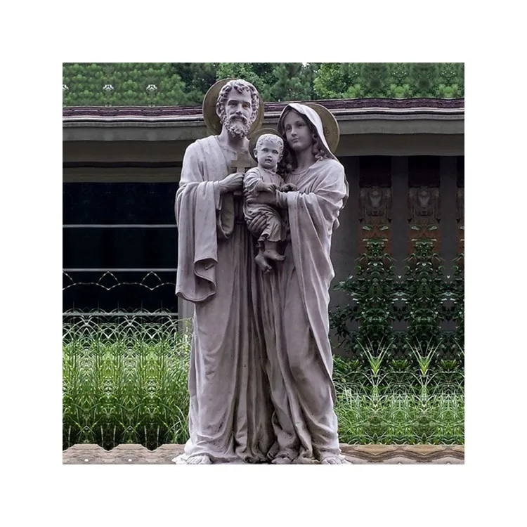 Outdoor Religious White Marble Holy Family Virgin Mary Child Jesus st joseph statue catholic