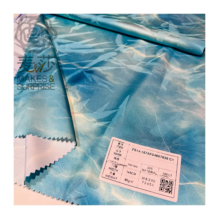 Wholesale Polyester Terylene Italian Silk Jacquard Bamboo Pattern With Fancy Ding Tie-Dyed Fabric For Dress Down Jacket