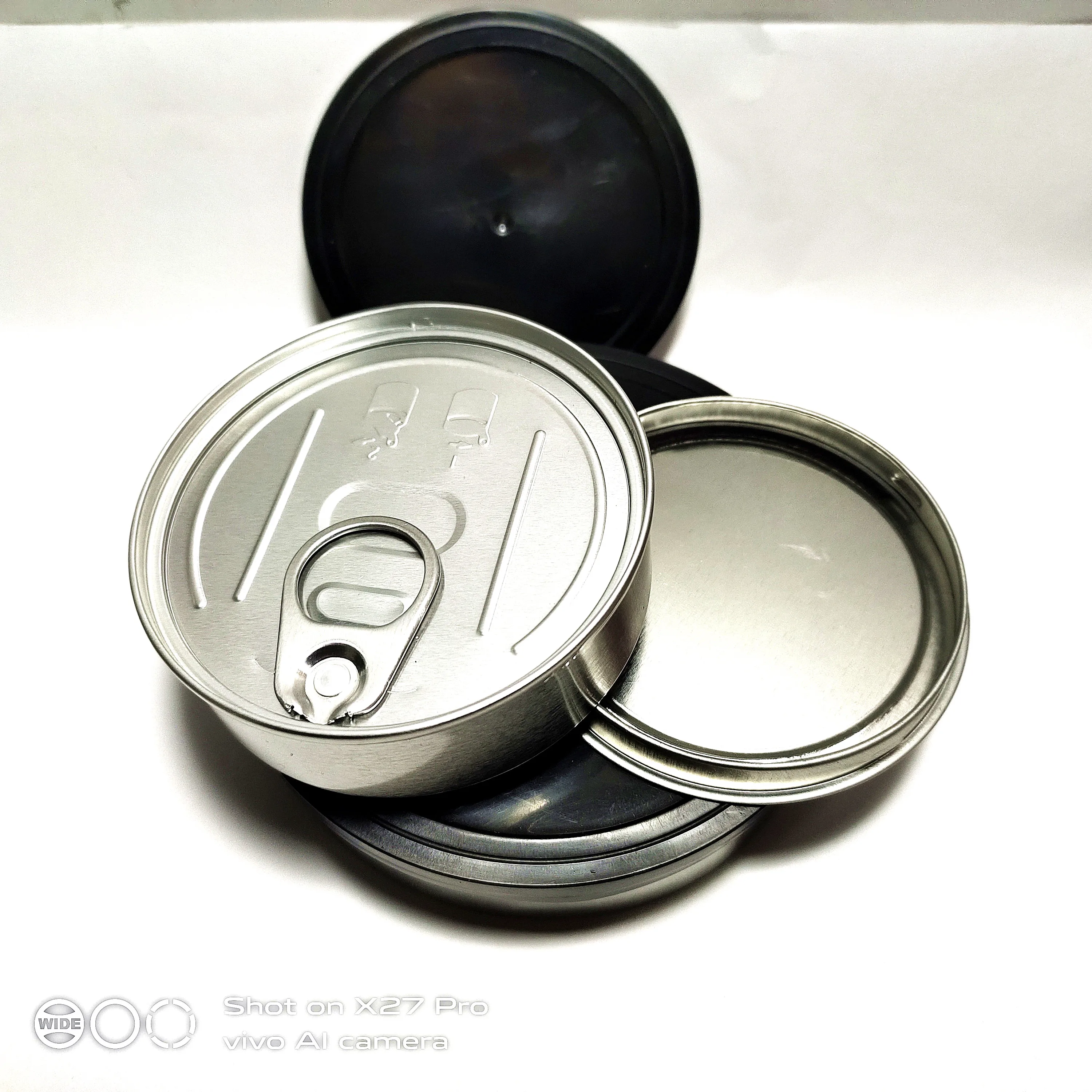 
100ml pressitin tin tuna cans with custom labels-food grade tins 
