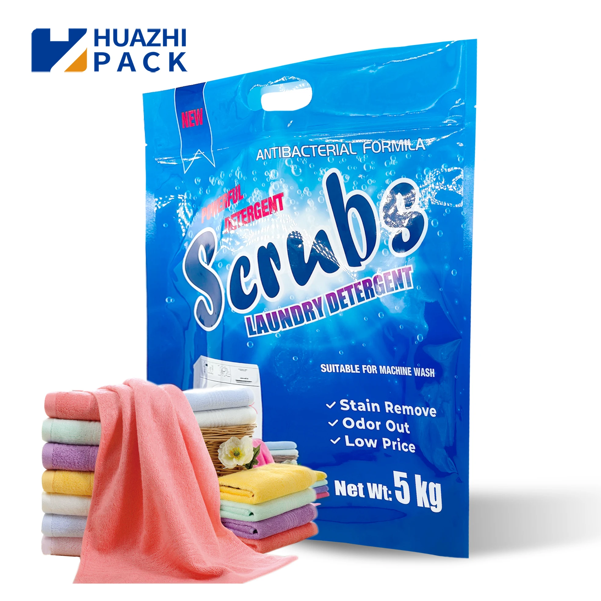 High quality 5KG stand up zipper pouch for detergent laundry washing powder packaging doypack bags with zipper