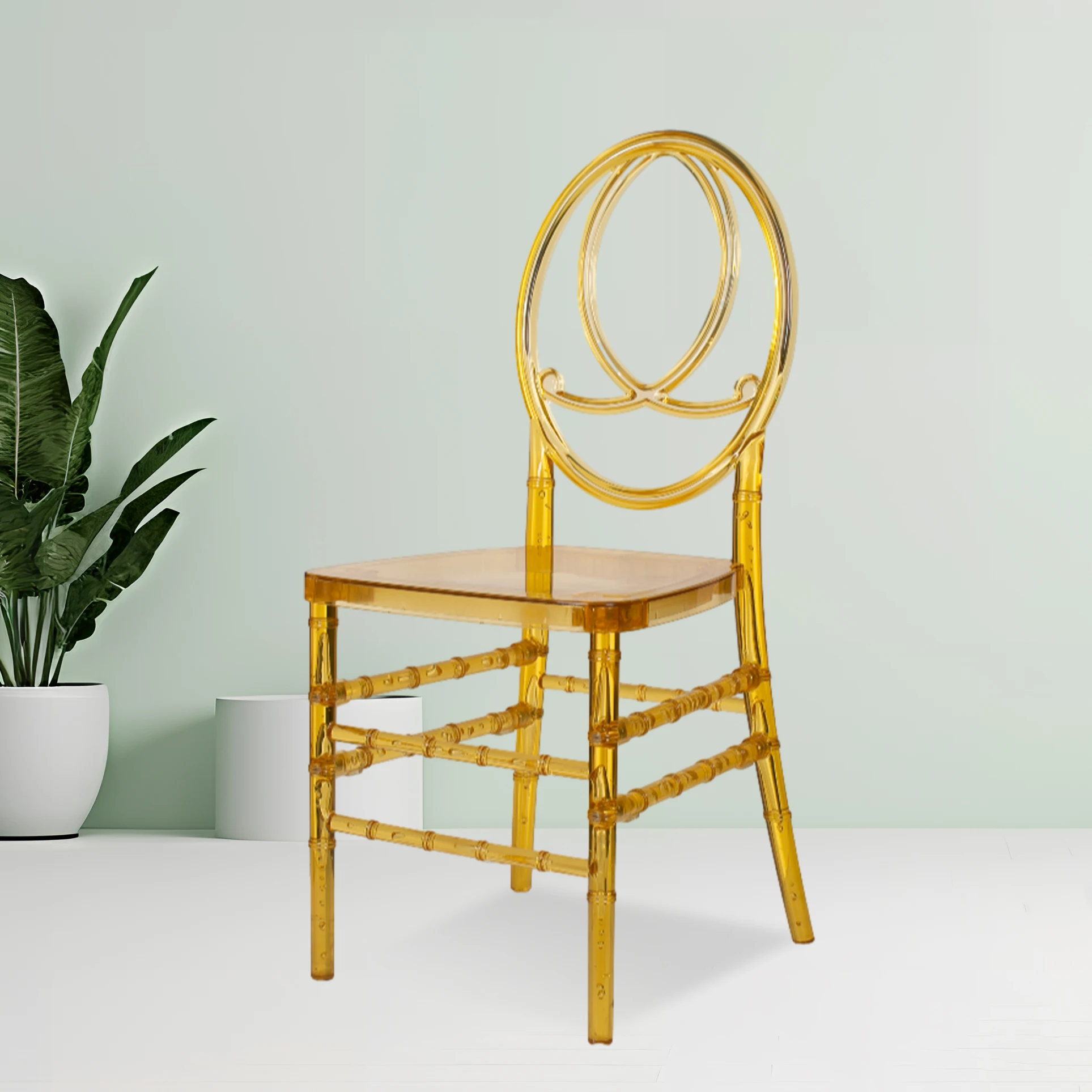 Wholesale Modern PC Hotel Restaurant Event Banquet Transparent Assembled Chiavari plastic dining Tiffany Chairs for Wedding