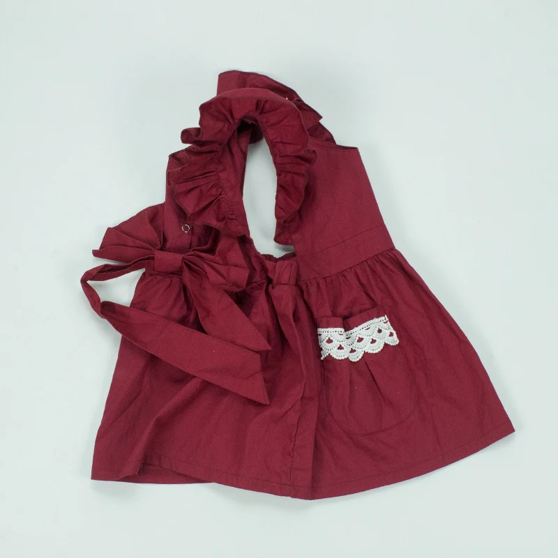 
Wholesale elegant linen cute red spanish party bow children girls medium dresses 