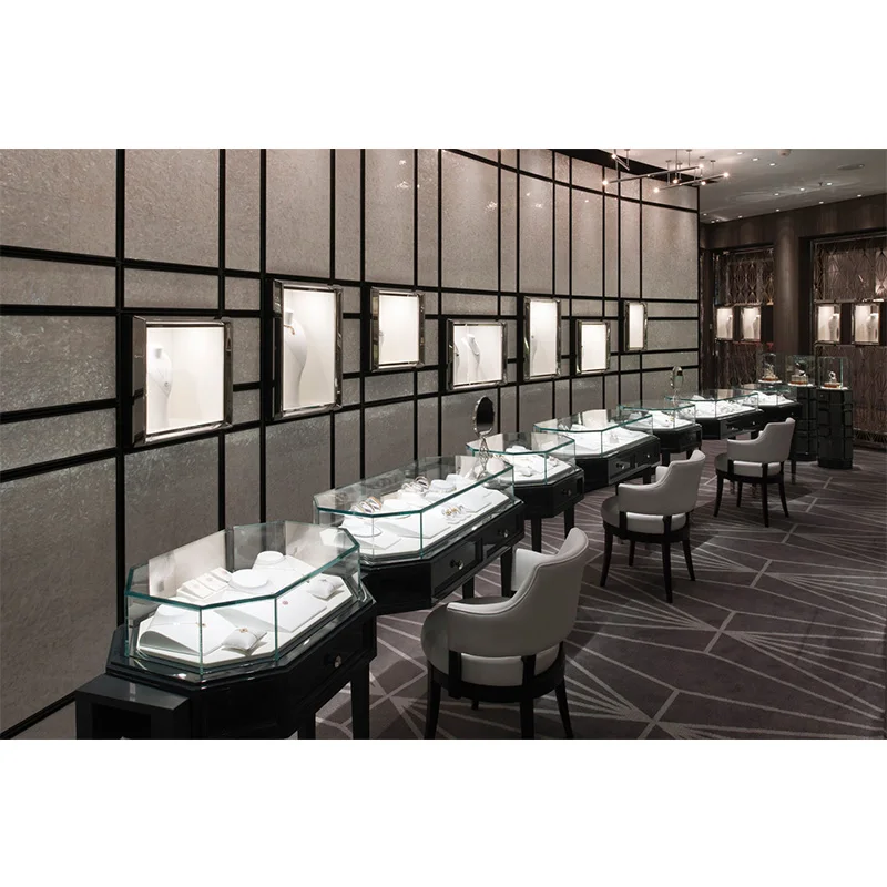 LUX Design Eco-Friendly Jewellery Shop Equipment Jewellery Shop Fitting Display,Wood Jewelry Display Showcase