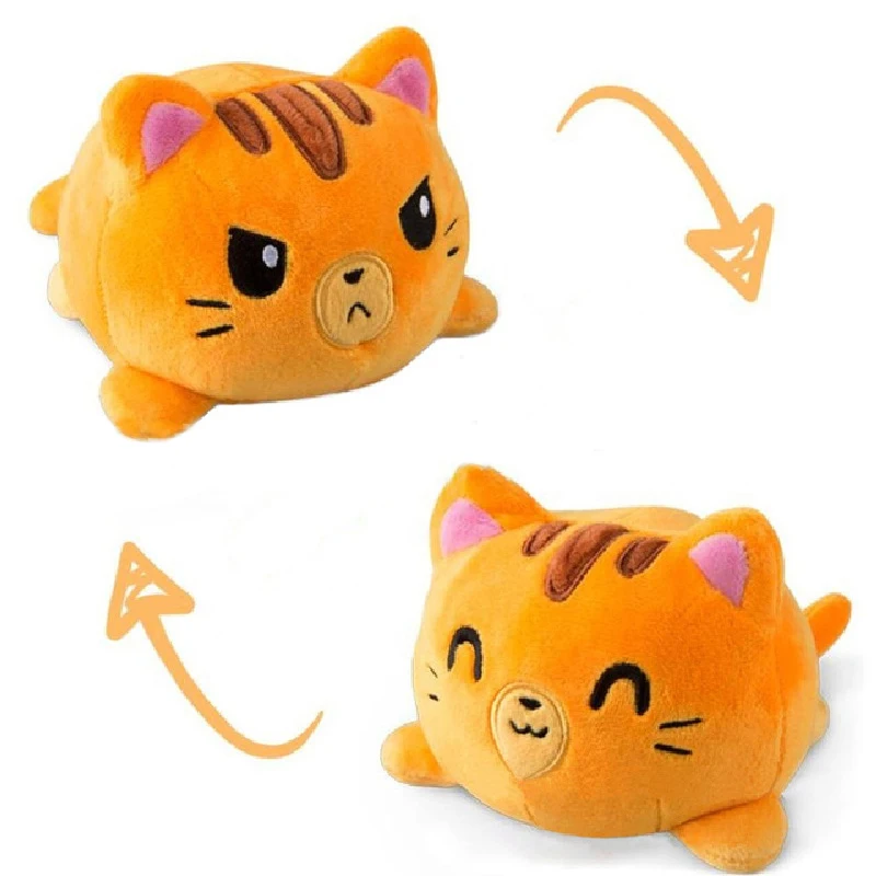 
New Design Cute Stuffed Animal Five Color Reversibel Cat Soft Peluches Cat Reversible Gato Plush Toy 
