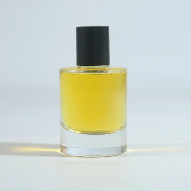 Luxury Heavy Base Glass Perfume Bottle 50ml Cylinder Parfum Botol Empty Glass Fragrance Parfum Spray Bottle With Cap