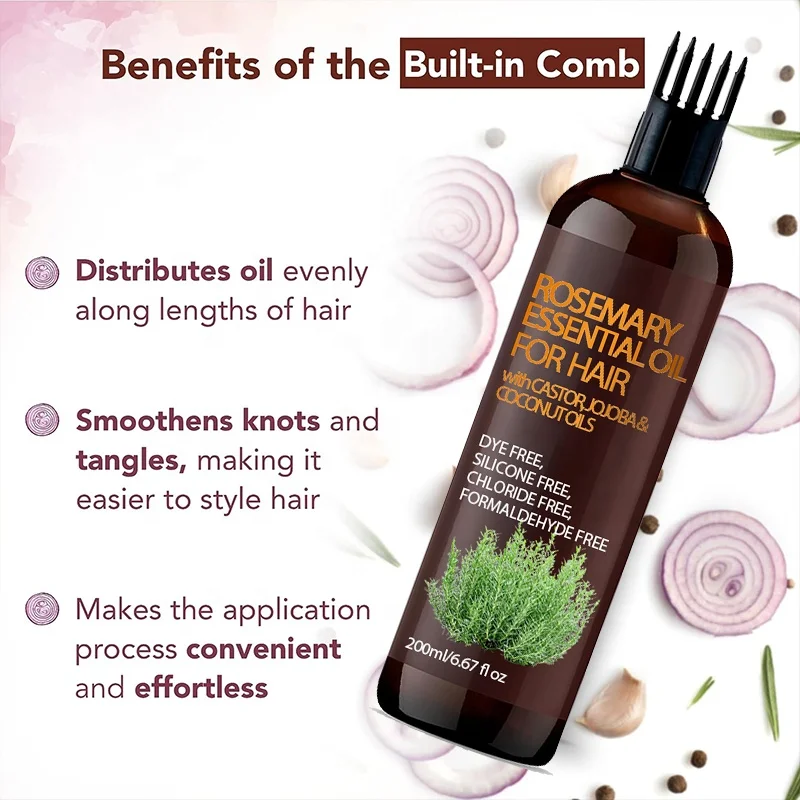 Rosemary Oil Hair Growth With Castor & Coconut Oil Soothes Itchy Scalp Follicles Growth Oil For Black Women Private Label