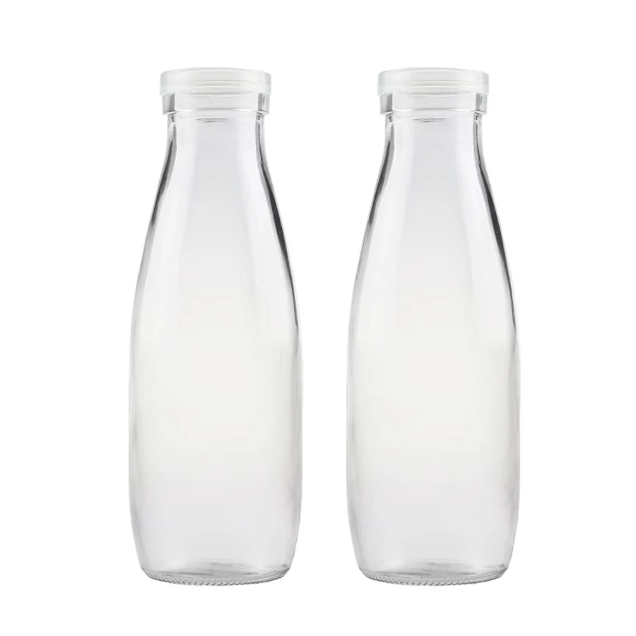 Top Selling 200ml 250ml 500ml 1000ml Glass Beverage Bottles with Black Metal Lid for Milk/Juice Wholesale Empty Food Containers