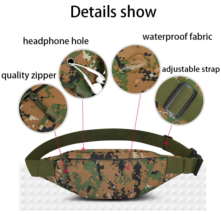 
Factory direct custom logo outdoor pouch bum belt women shoulder chest sling bags fanny packs men camouflage waist pack bag 