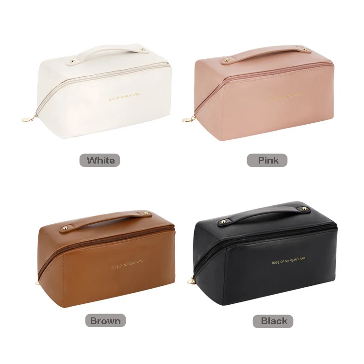 2024 New Custom Private Label Soft Pu Leather Make Up Bag Portable Cosmetic Makeup Bag Pouch Travel Organizer Bags Case