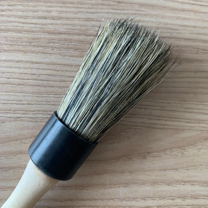 2021 Most Popular Boar Hair Car Brush Detailing Solid Wooden Handle Mixed Color Bristle Car Wash Brush