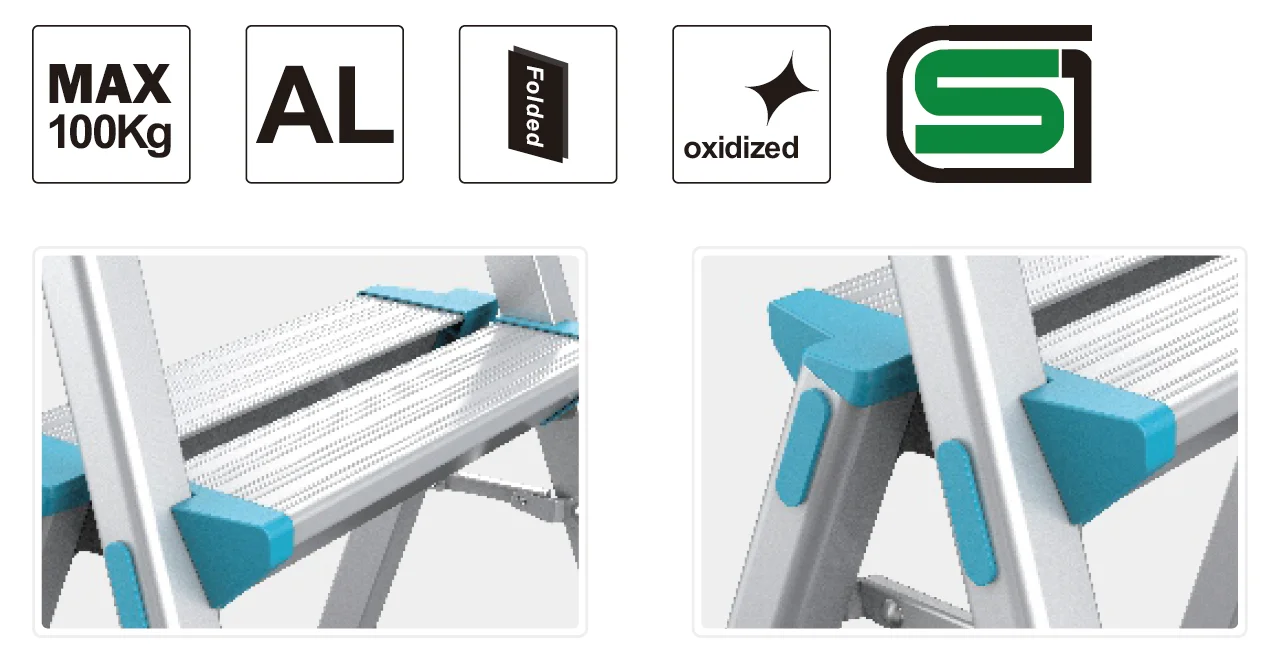 Handrail Ladder Steps Stairs Rail 3 Step Aluminum Ladder