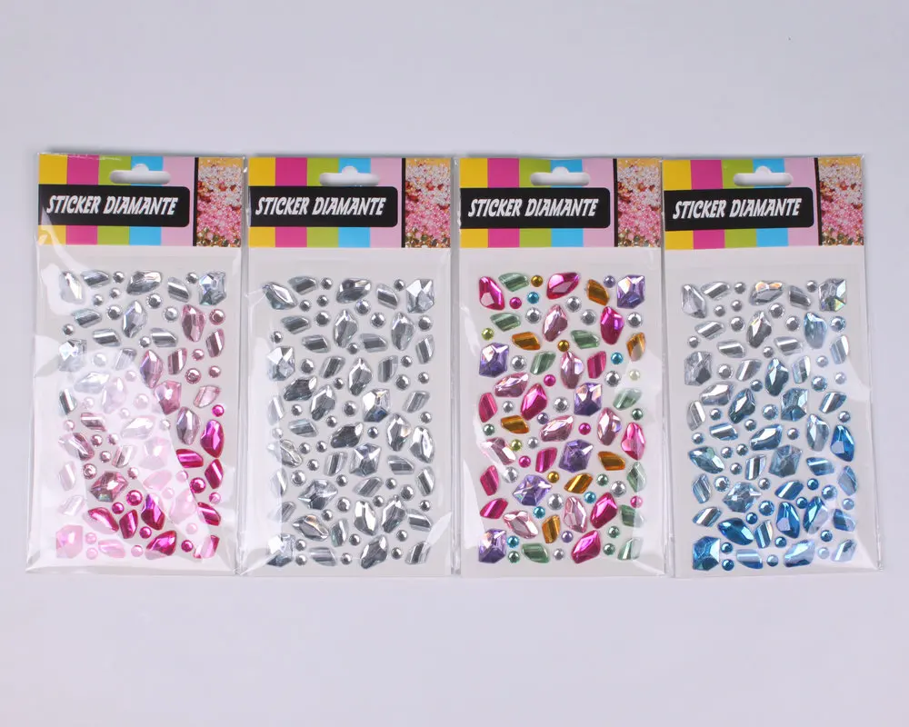 Rhinestone Stickers Self-Adhesive Assorted Shapes Jewels Stickers for Kids, Stick on Gems Bling Jewel Crystal Stickers