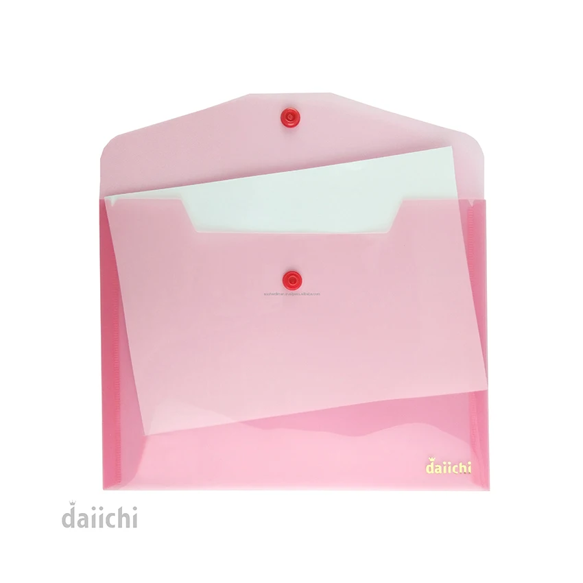 Clear Pocket with Button Printed Plastic PP A4 A6 Transparent Envelope Pocket Wallets School Folder Document