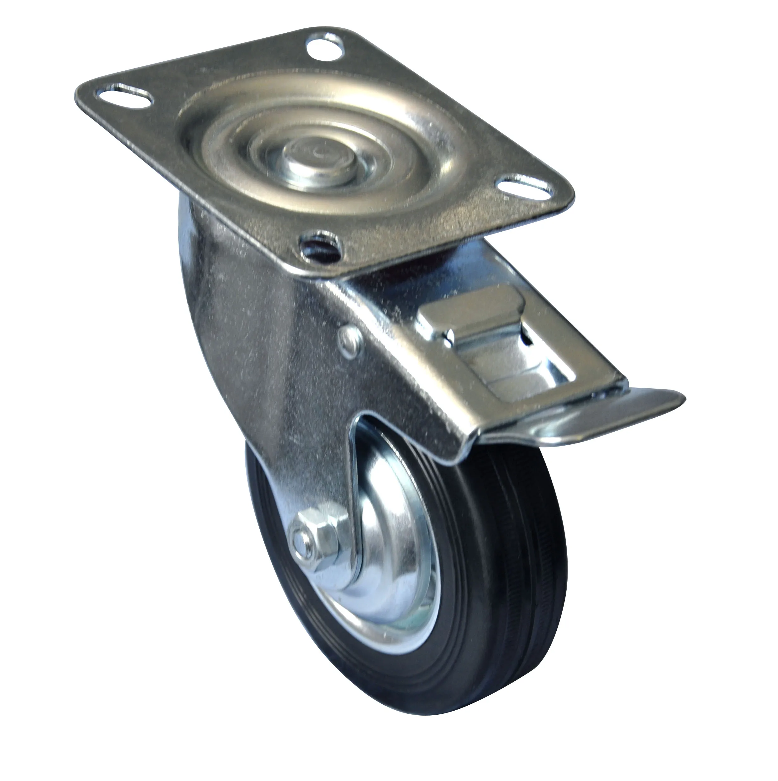 Исходные Заводские товары, поворотный стальной сердечник 100 мм, промышленное резиновое колесо с двойным тормозом