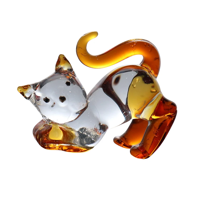 working cute clear small animal glass cat dog inside for holiday decoration