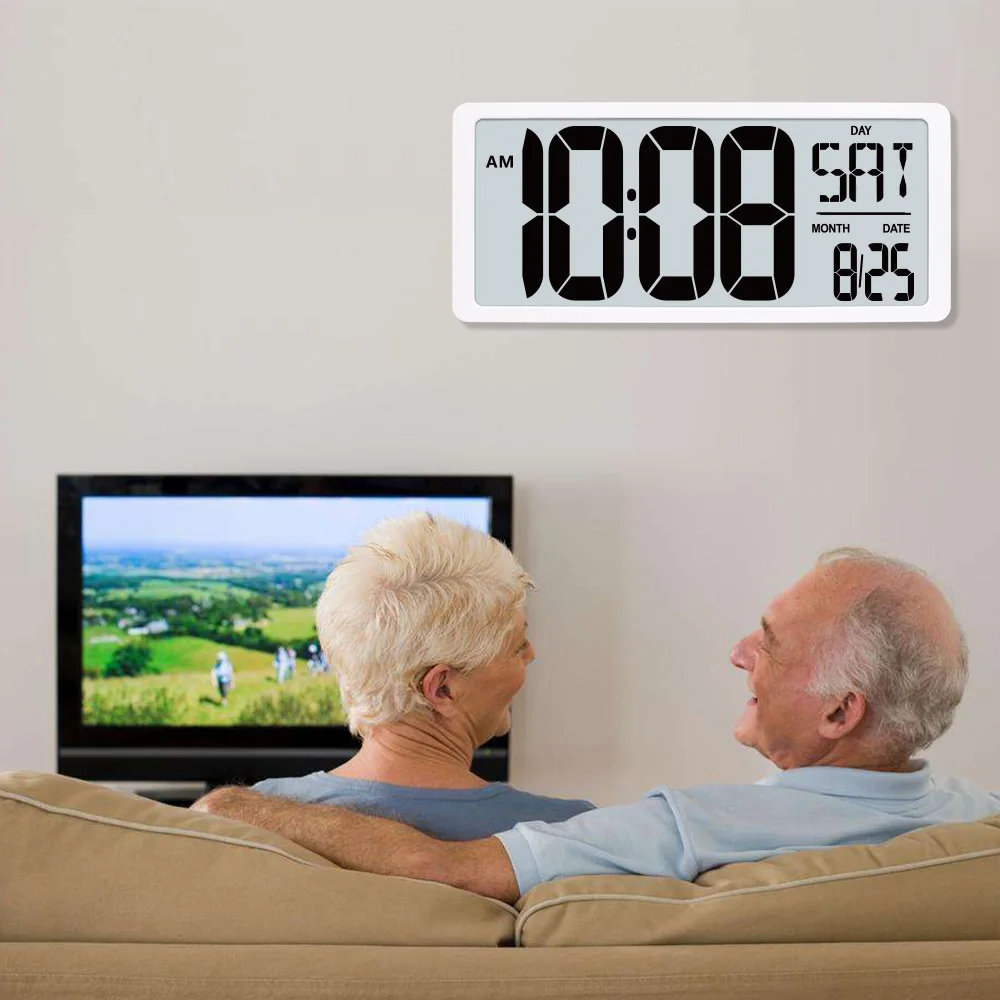 Multi-Function Digital LED Wall Atomic Clock with Moving Alarm Temperature Calendar Display Power Saving for Bedroom Use