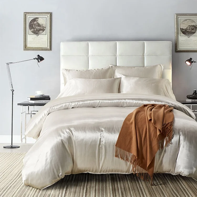 
Solid color Home bed silk satin bed sheets 100% tencel bedding set 