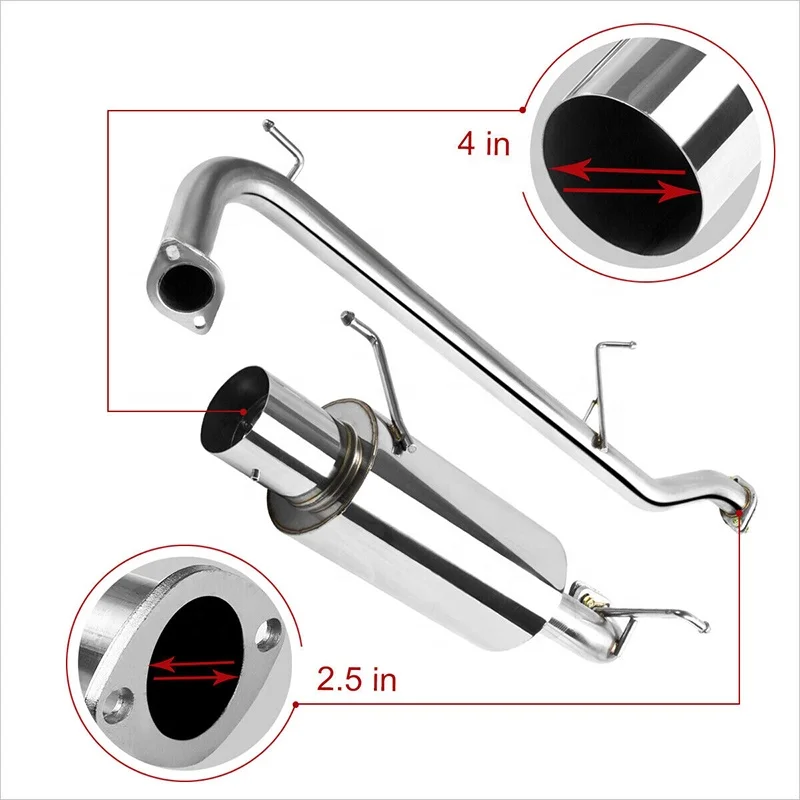 Tuning exhaust catback  system for  Honda Accord 4 Cyl (98-02) N1 Muffler w/ Burnt Blue Tip