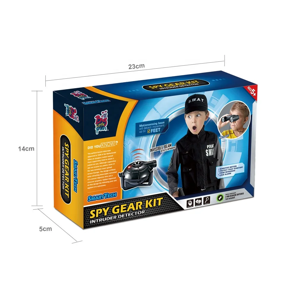 Role playing detective game sensor alarm with plastic toy binocular spy gadgets for kids