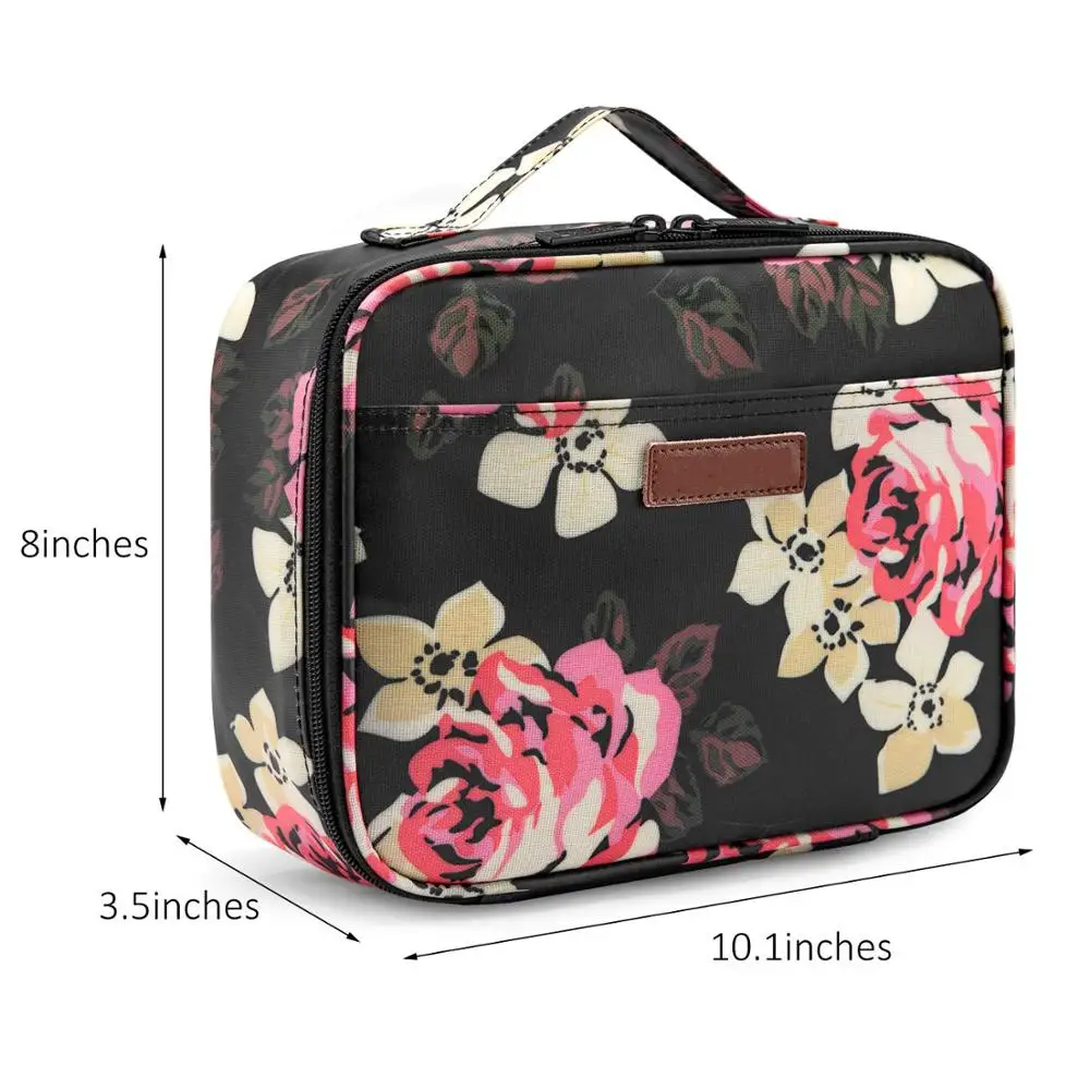 Lokass Insulted Thermal Tote Lunch Bag Flower Pattern Wide-open Kids Lunch Box Bag For School Travel Outdoor Cooler Bag