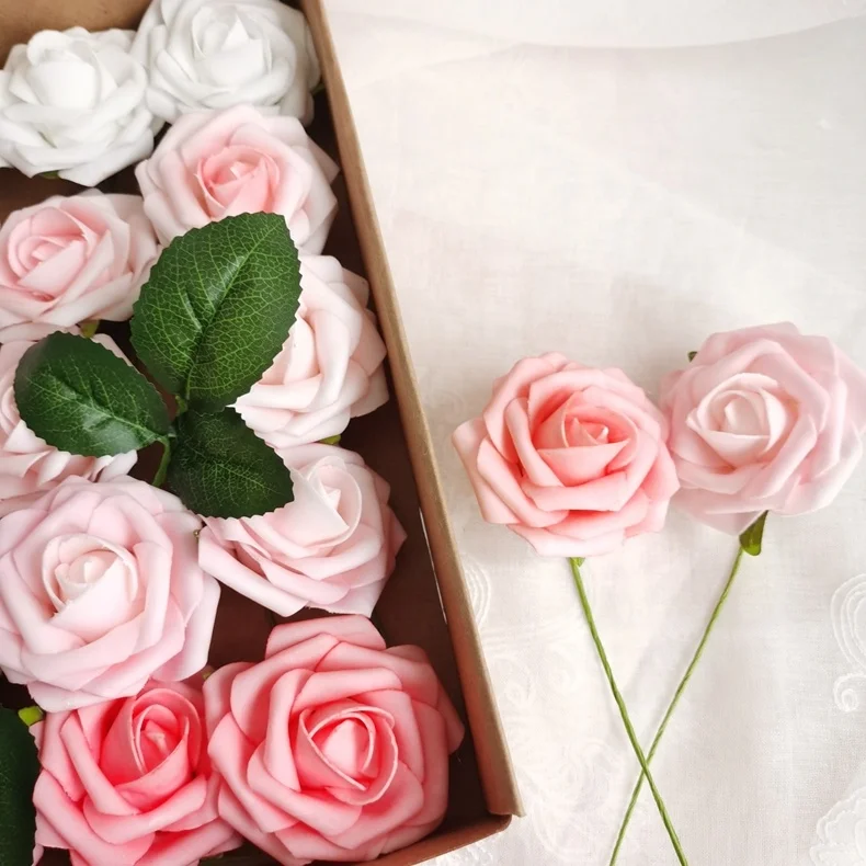 Home Decoration DIY Supplies 9cm Colorful Artificial PE Foam Rose Flowers for Wedding Party