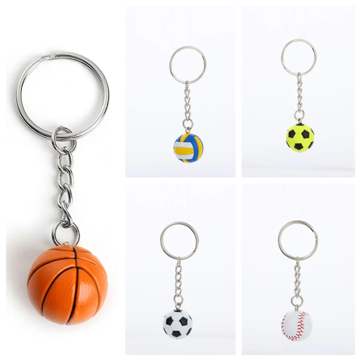 Cheap Factory Mini 3D PVC Sports Footy Baseball Keychains Car Accessories KeyRing Bag Decoration NBA Basketball Ball Keychain