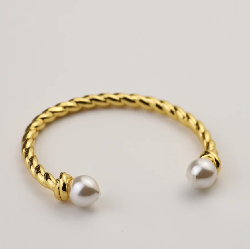 ask for TB catalog Women Stainless Steel Jewelry Joyeria  Bangle bracelet Gold Pearl Jewelry 18K Gold TB jewelry